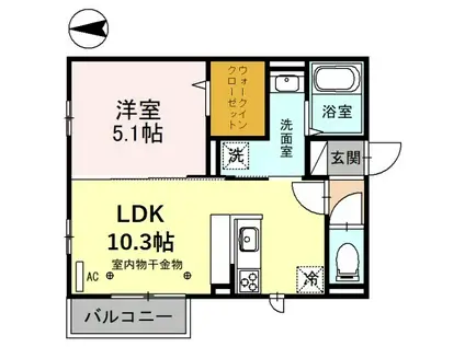 グランカーサ園町(1LDK/1階)の間取り写真