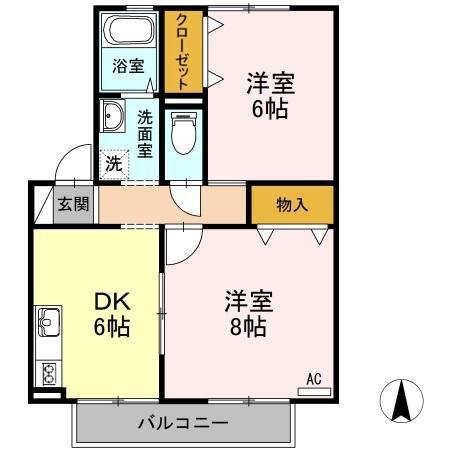 ソプラ・コート(2DK/2階)の間取り写真