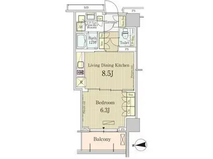 パークアクシス池田山(1LDK/3階)の間取り写真