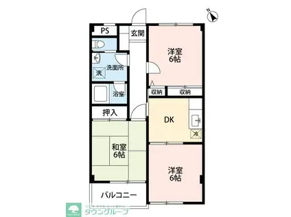 パレスF(3DK/3階)の間取り写真