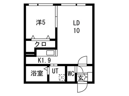 山の手3条1丁目(1LDK/4階)の間取り写真