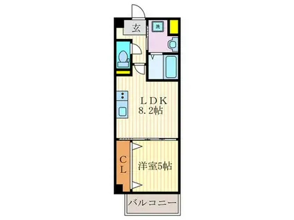 グランパシフィック東向日(1LDK/4階)の間取り写真