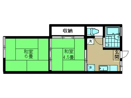 貸アパート 2K 中馬込2丁目(2K/2階)の間取り写真