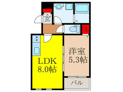 RITZ COURT 池田(1LDK/1階)の間取り写真