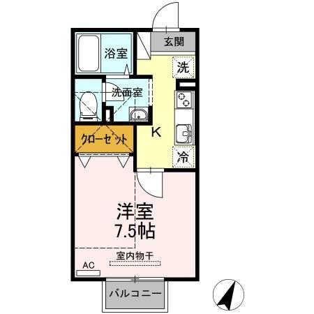 セリバテール(1K/2階)の間取り写真