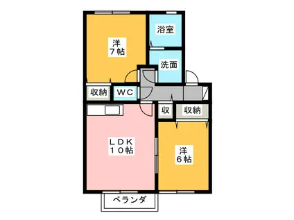 セジュール杉本B(2LDK/2階)の間取り写真