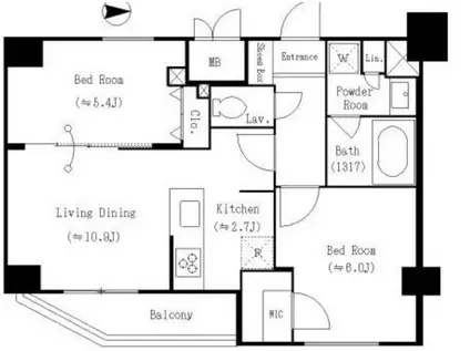 KDXレジデンス両国(2LDK/7階)の間取り写真
