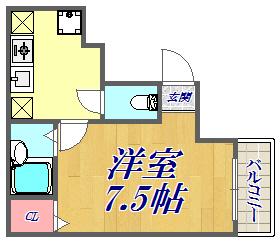 ハイツ村上1(1K/3階)の間取り写真