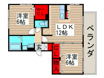 メルベーユ梨本(2LDK/3階)の間取り写真