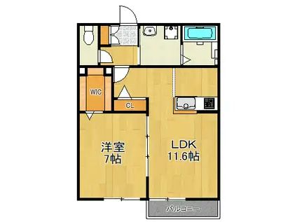 ブランシャルマン(1LDK/2階)の間取り写真