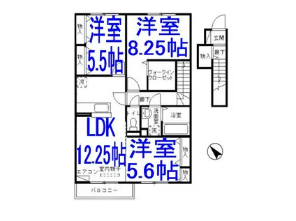 グランシャリオC(3LDK/2階)の間取り写真