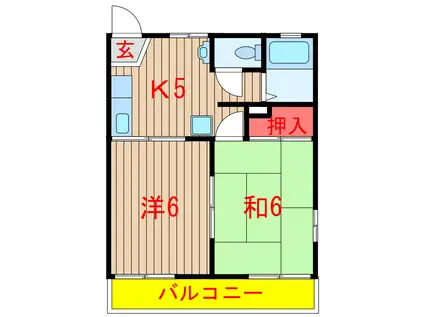 ハイム高根台(2K/2階)の間取り写真