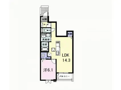 エルディエス(1LDK/1階)の間取り写真