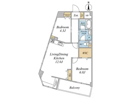 クレール中原(2LDK/2階)の間取り写真