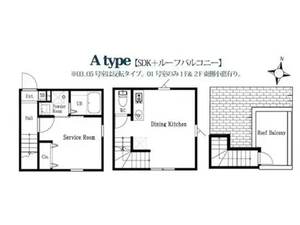 ハーミットクラブハウスノールノール(1DK/1階)の間取り写真