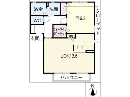 グランコート(1LDK/2階)の間取り写真