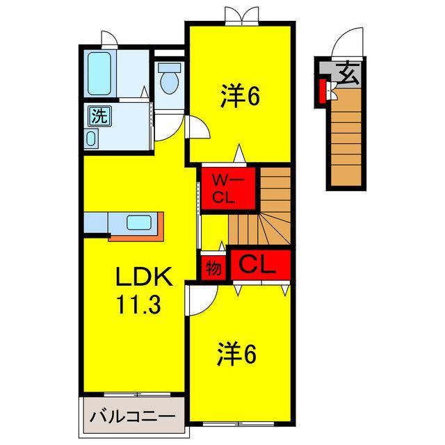 フィオリスタ(2LDK/2階)の間取り写真