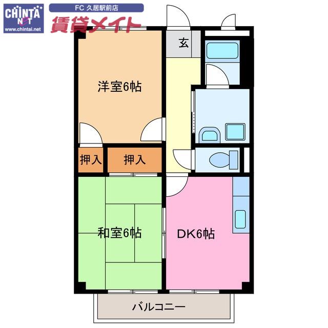SURPLUSTWOコーポラス戸木(2DK/2階)の間取り写真
