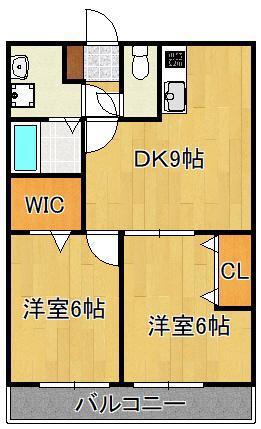 LEONE黒崎南(2DK/1階)の間取り写真