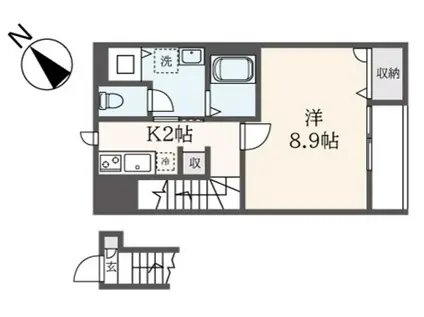 LEVEE(1K/2階)の間取り写真
