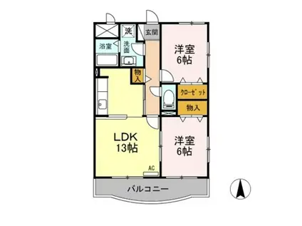 メルヴェイユ(2LDK/3階)の間取り写真