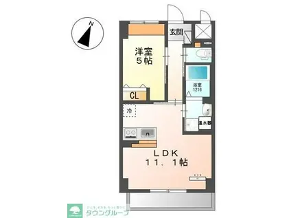 グランデ カーサ(1LDK/3階)の間取り写真