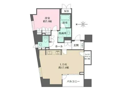 パークハウス芝タワー(1LDK/10階)の間取り写真