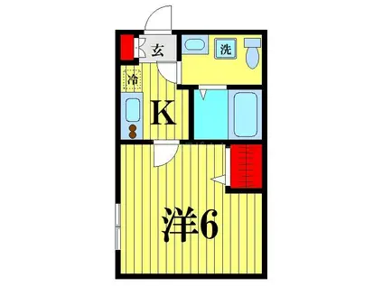 LIVEGREEN(1K/2階)の間取り写真