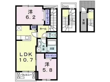 エストレイヤ湘南(2LDK/3階)の間取り写真