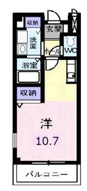 エスポワール土居C(ワンルーム/1階)の間取り写真