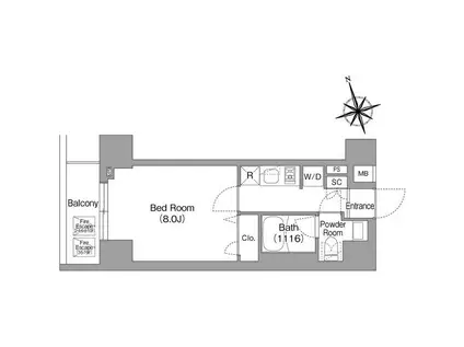 コンフォリア・リヴ丁堀(1K/10階)の間取り写真