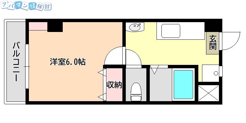 丸岩ビル(1K/3階)の間取り写真