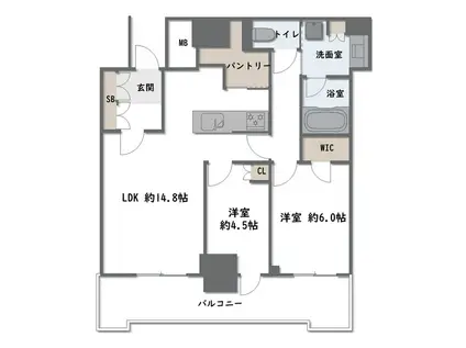 シエリアタワー大阪堀江(2LDK/34階)の間取り写真