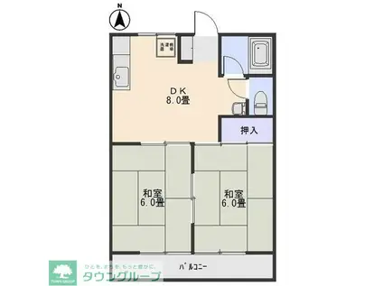 ハイツ寿A(2DK/2階)の間取り写真