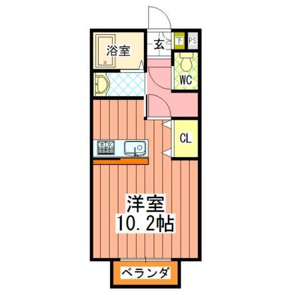 ボヌールN(1K/1階)の間取り写真