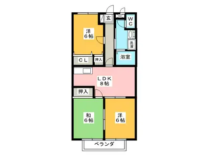 クレセント加藤(3DK/1階)の間取り写真