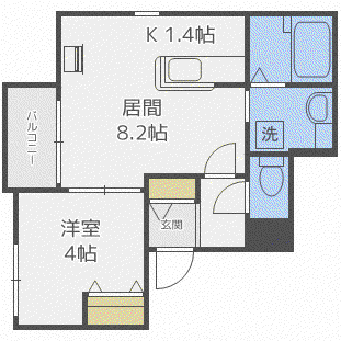 リバティ中島公園(1LDK/4階)の間取り写真