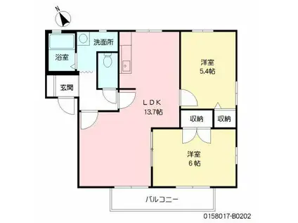 サンディアス児玉B(2LDK/2階)の間取り写真