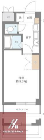 シャンヴェルジェ豊中II(1K/2階)の間取り写真