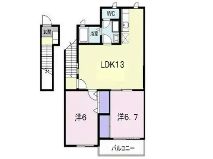 アウローラA(2LDK/2階)の間取り写真