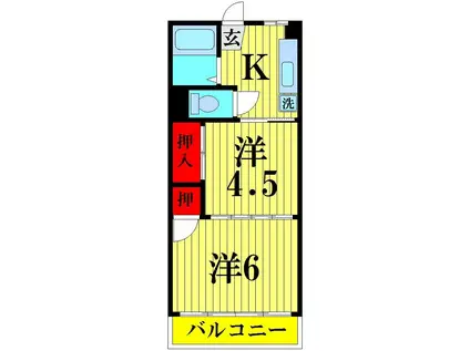 タカノマンションA(2K/1階)の間取り写真