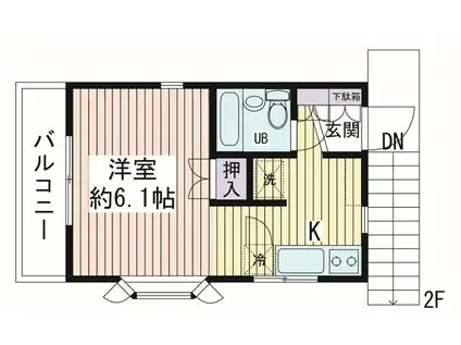 SHハイツIII(1K/2階)の間取り写真
