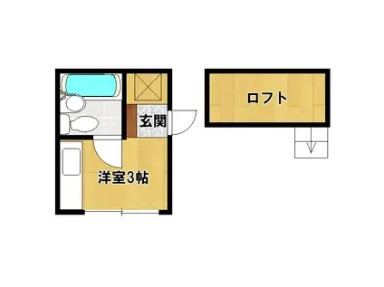 フラワーハイツ(ワンルーム/1階)の間取り写真