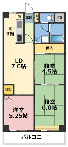 オリエントマンション(3LDK/6階)の間取り写真