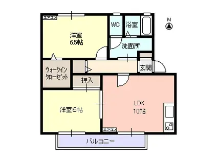 コモドティンカーベル B棟(2LDK/1階)の間取り写真