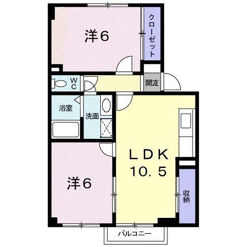 ビューレンゲB(2LDK/2階)の間取り写真