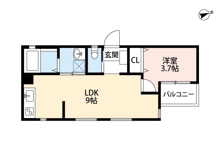 INFINA岡崎(1LDK/3階)の間取り写真