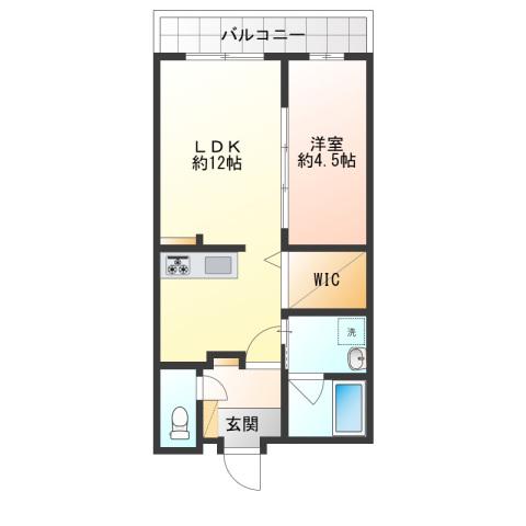 THE 1(1LDK/4階)の間取り写真
