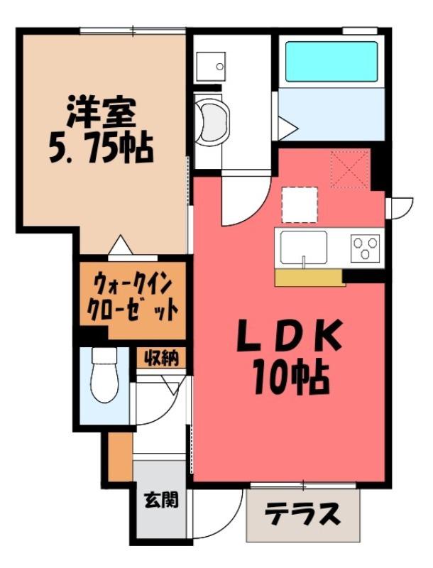 カレントII(1LDK/1階)の間取り写真