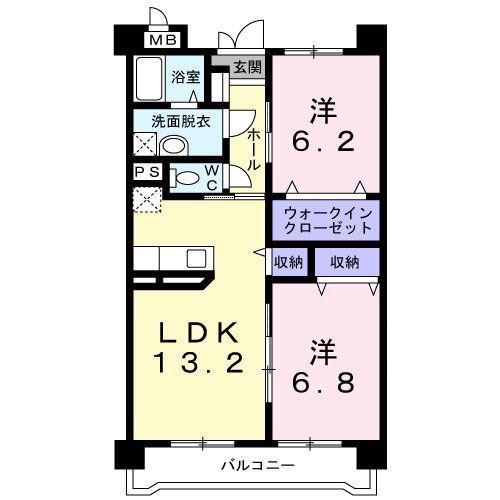 ハッピーフライト(2LDK/1階)の間取り写真